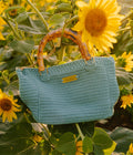 Sac cabas moyen format crochet Bleu sauge