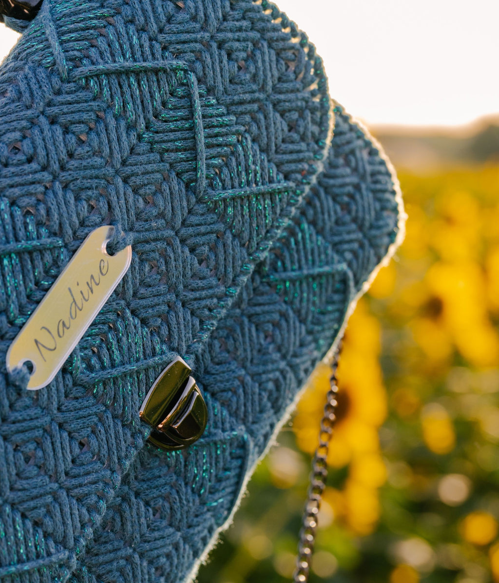 Sac en crochet rigide bleu canard