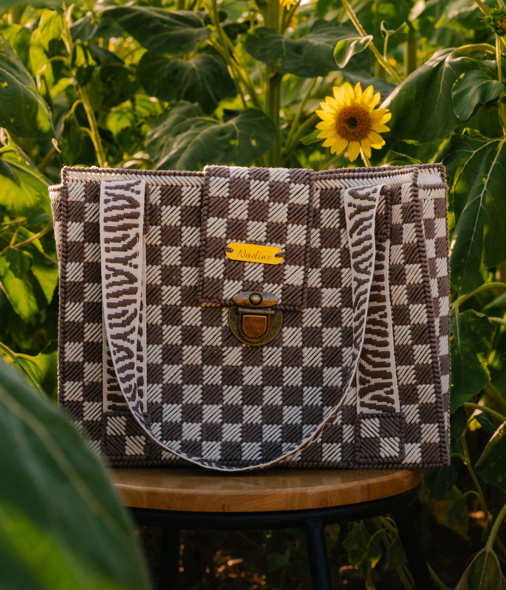 Sac cabas crochet damier