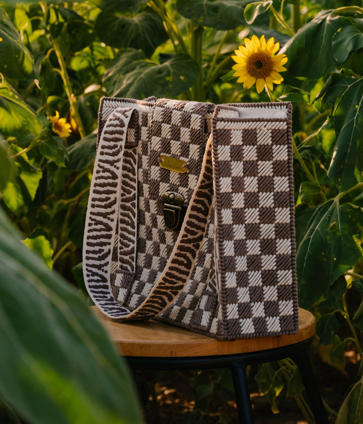 Sac cabas crochet damier