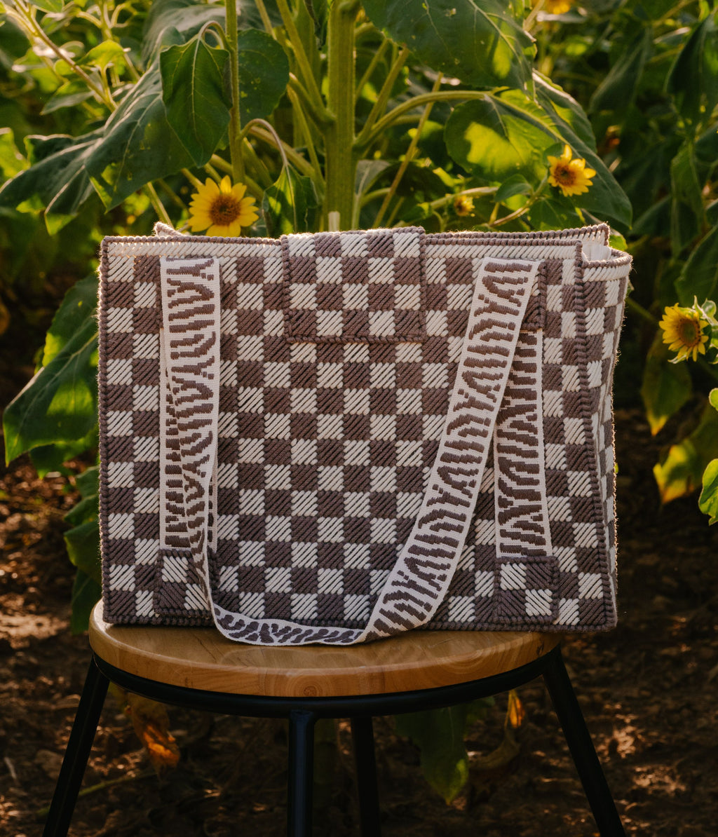 Sac cabas crochet damier