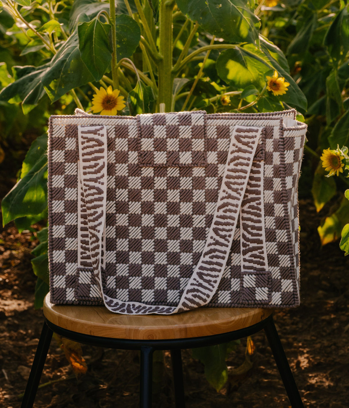 Sac cabas crochet damier