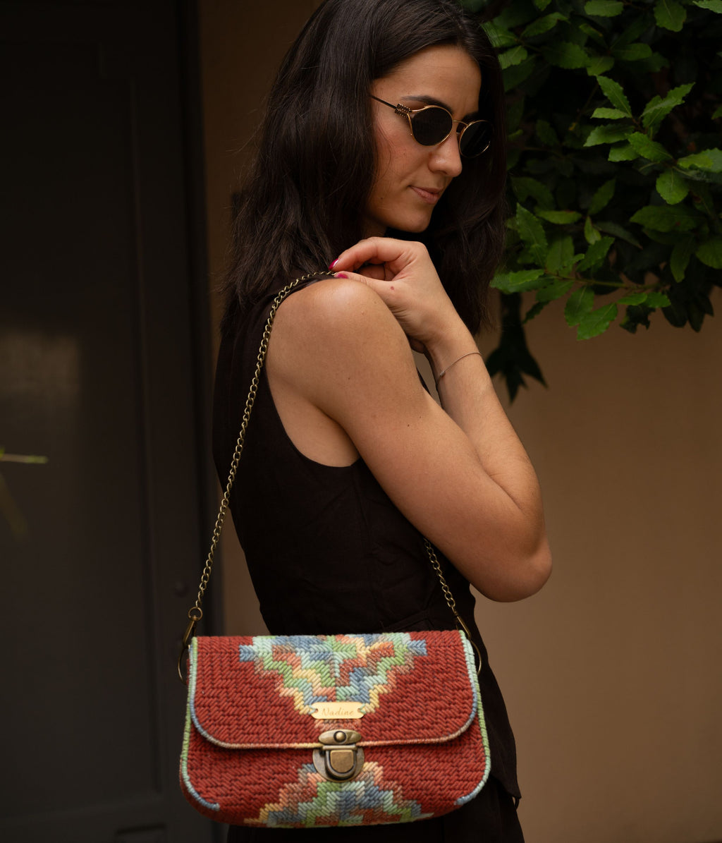 Sac pochette rouge corail