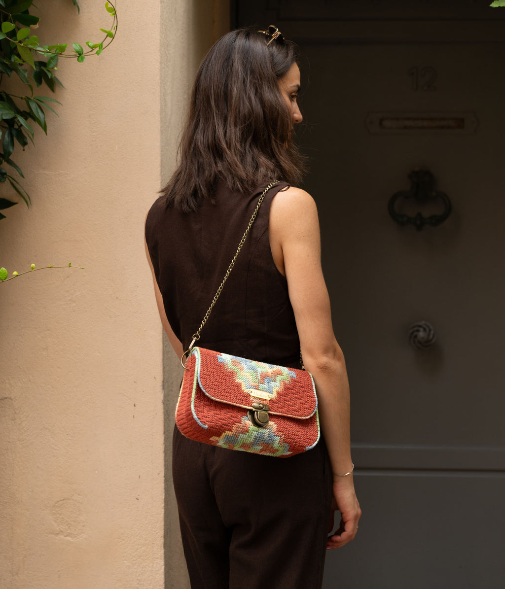 Sac pochette rouge corail