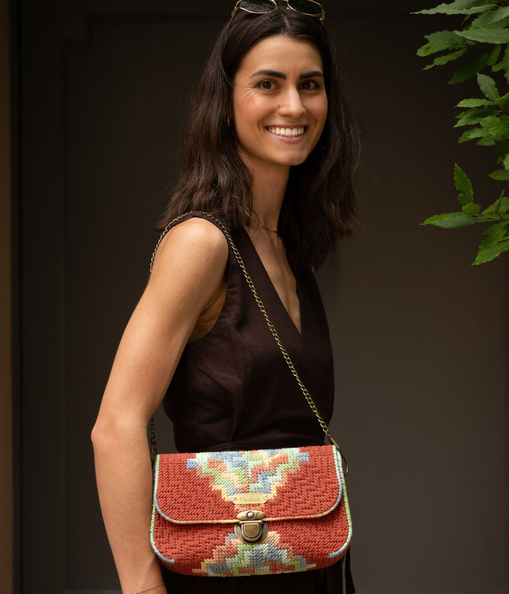 Sac pochette rouge corail