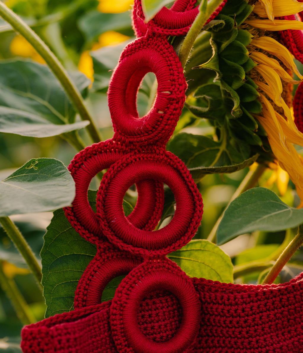 Sac cabas crochet rouge
