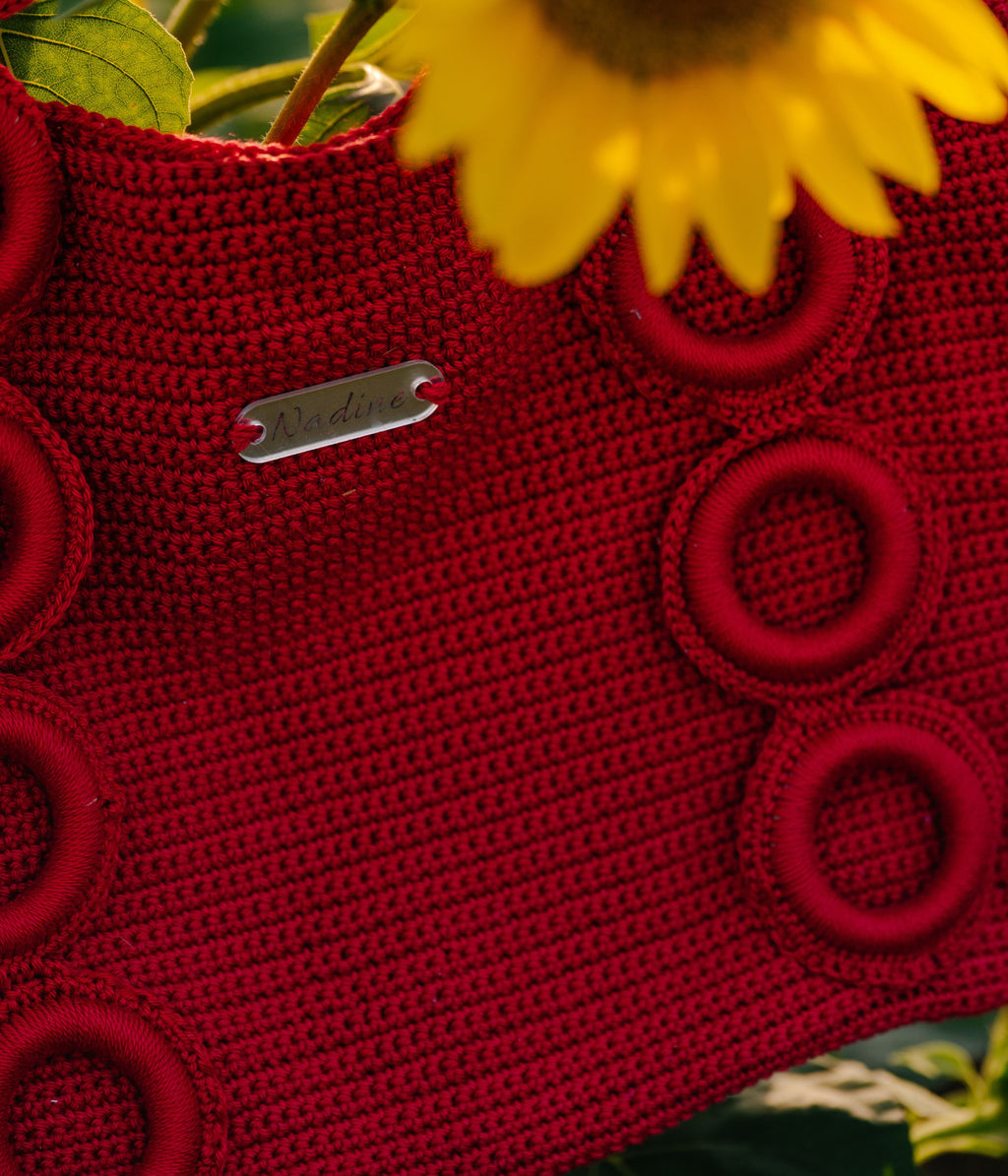 Sac cabas crochet rouge