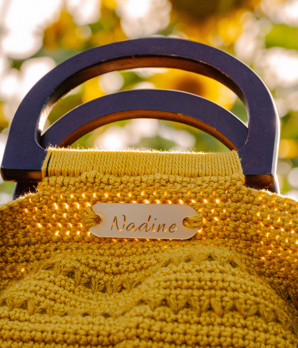 Sac en crochet jaune moutarde