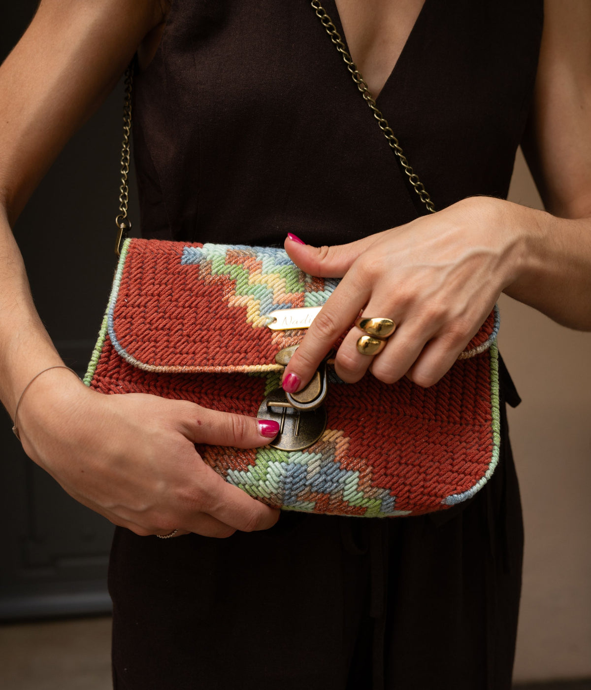 Sac pochette rouge corail