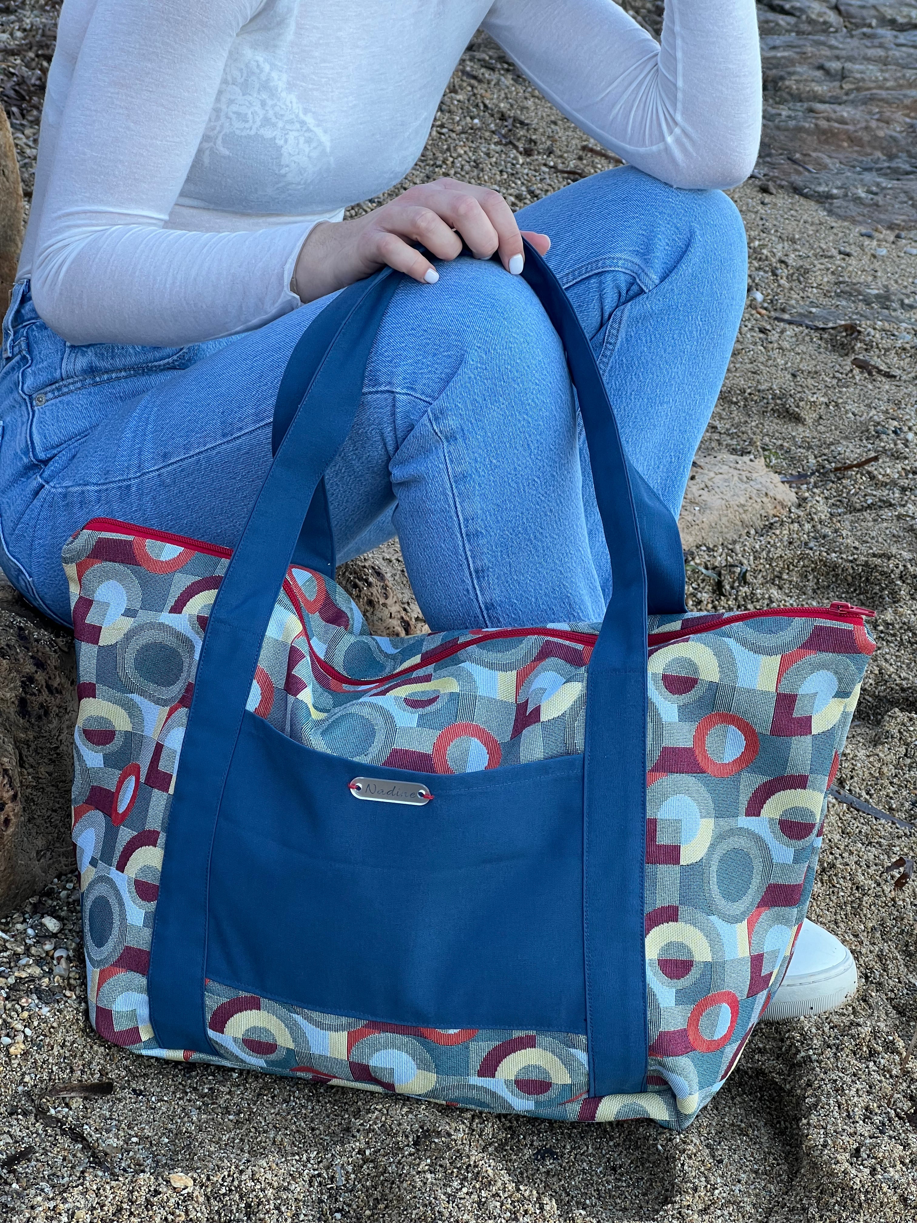 Grand sac cabas en tissu – Motif graphique