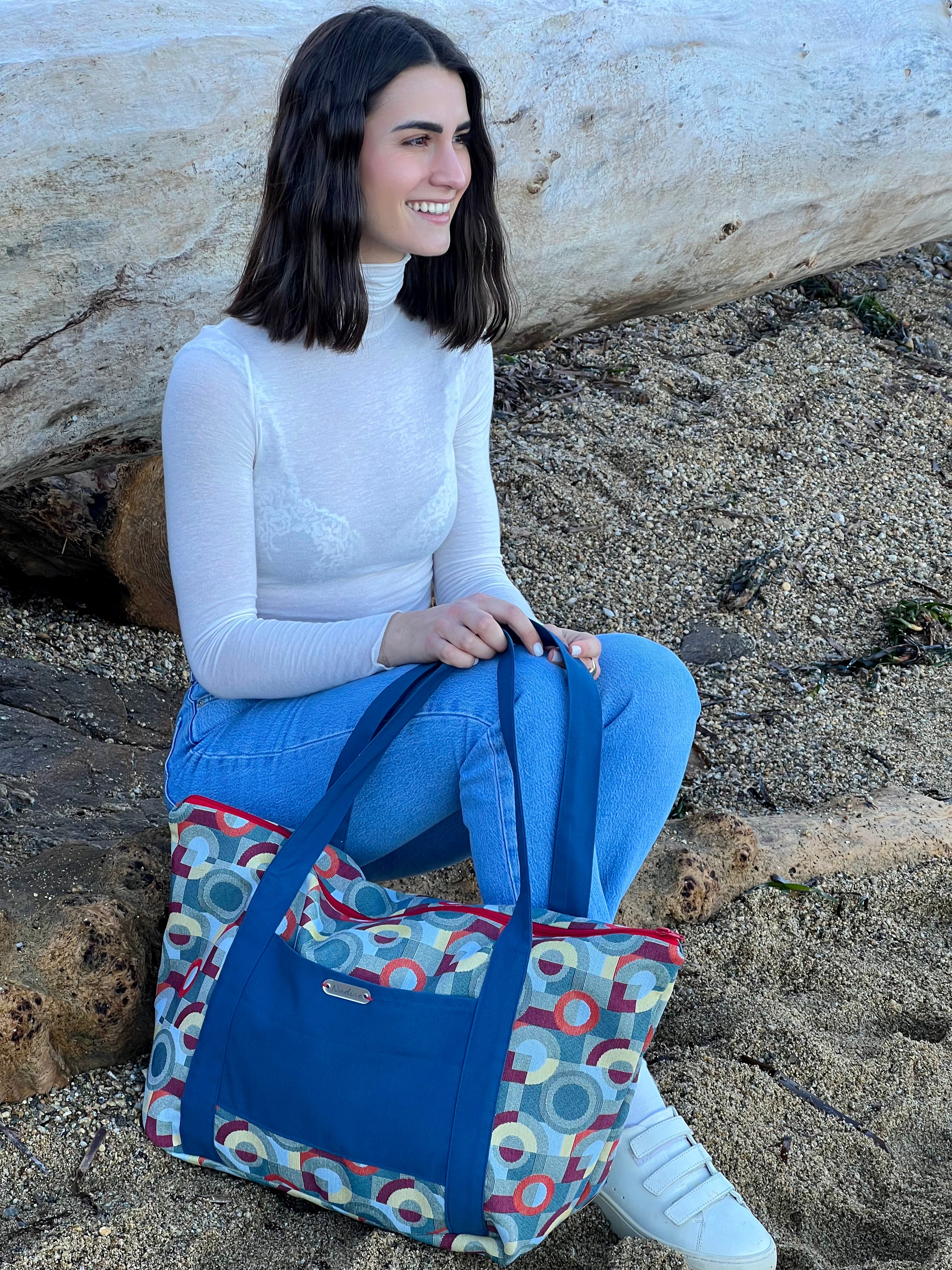 Grand sac cabas en tissu – Motif graphique