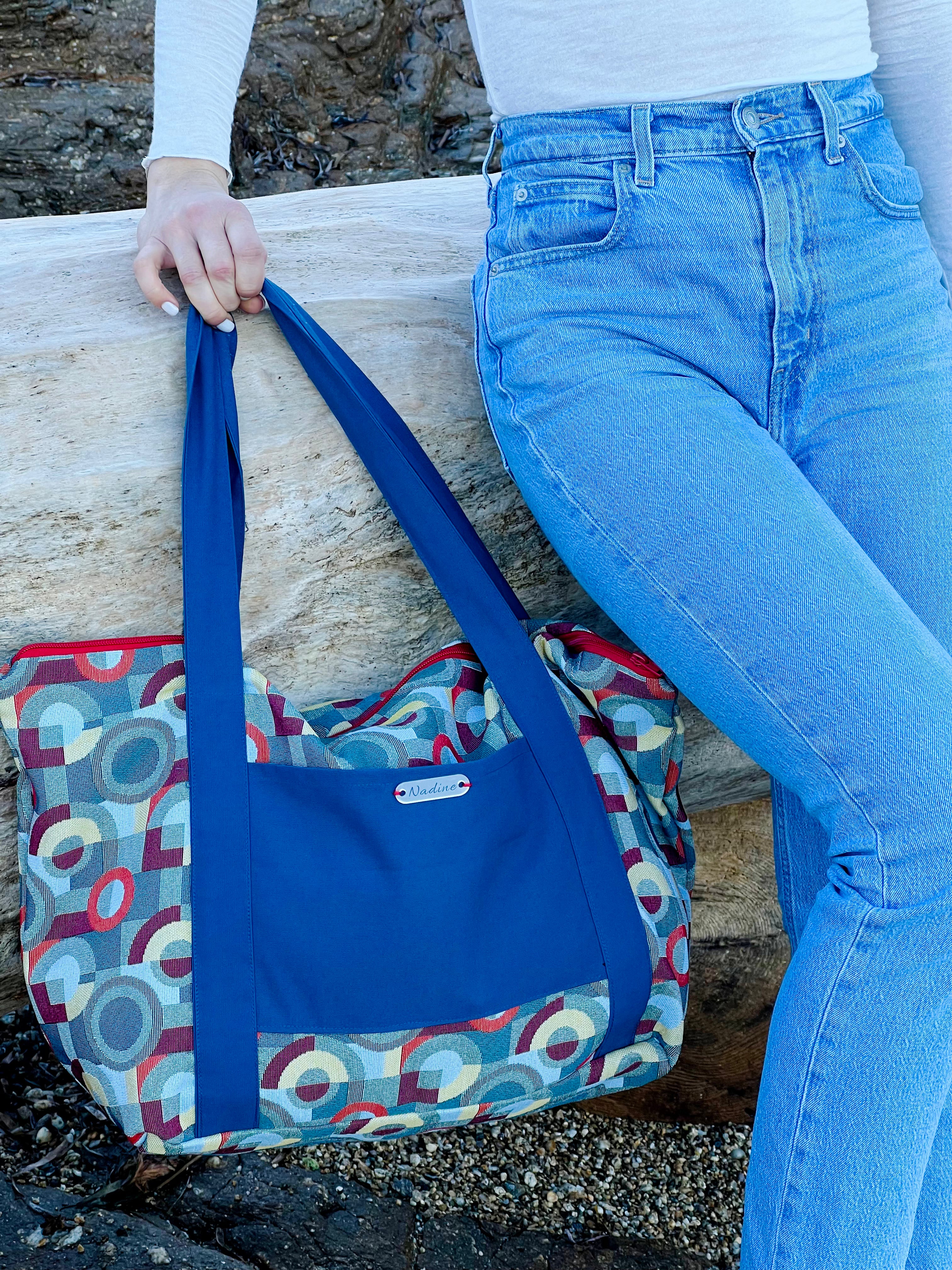 Grand sac cabas en tissu – Motif graphique