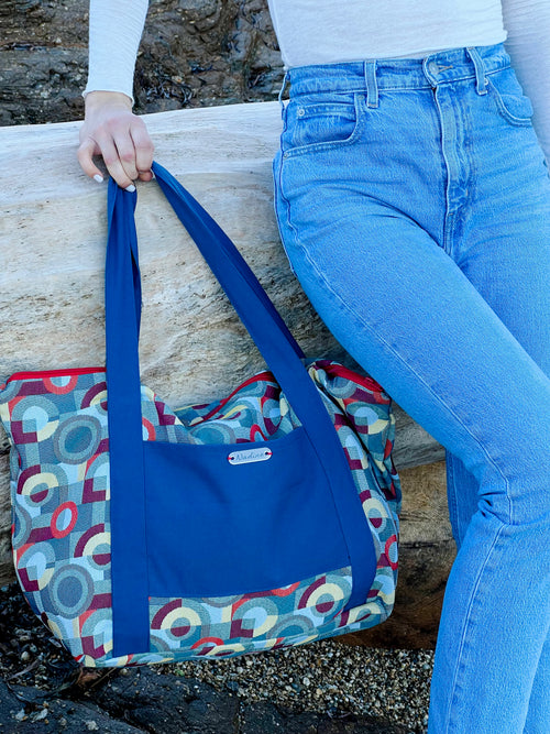 Grand sac cabas en tissu – Motif graphique
