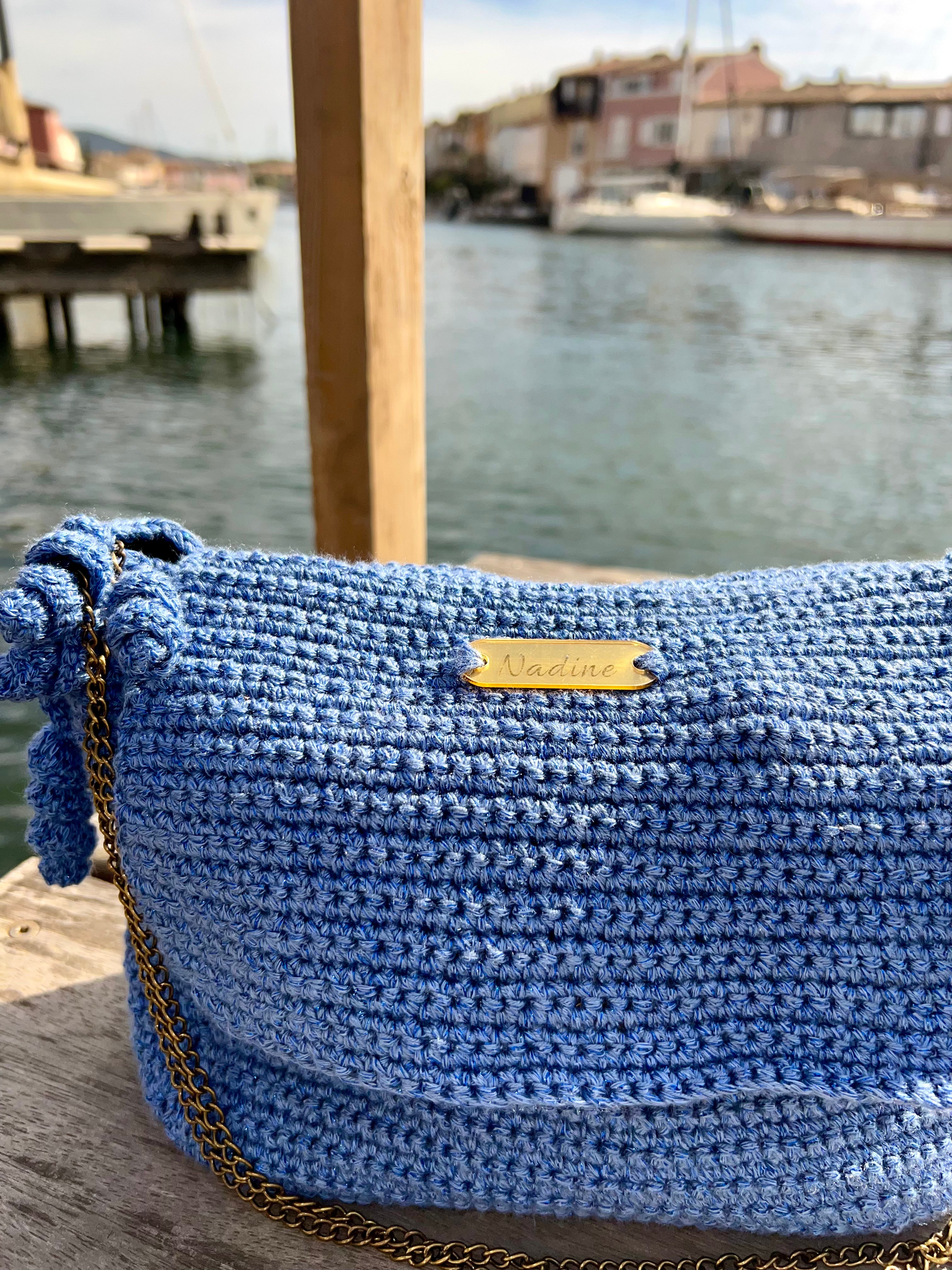 Sac bandoulière crochet bleu