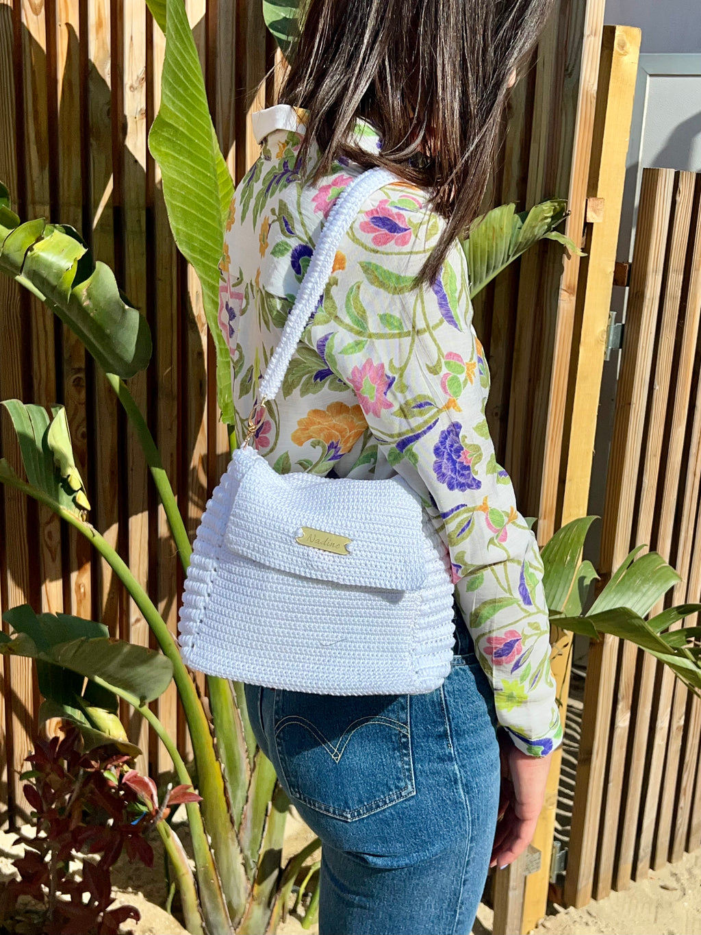 Sac bandoulière crochet blanc